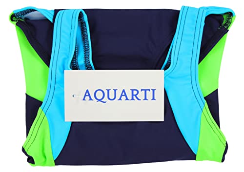 Aquarti Mädchen Badeanzug, Dunkelblau/Neongrün/Hellblau - 6