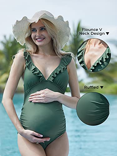Schwangerschafts-Badeanzug, Grün - 2