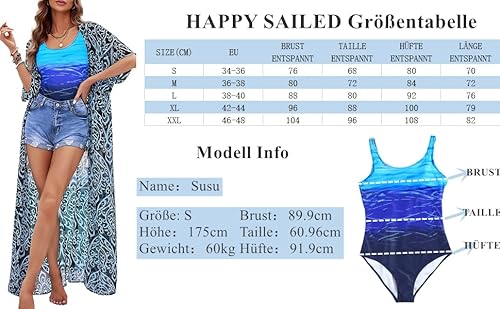 Happy Sailed Damen Badeanzug Schwarz - 7